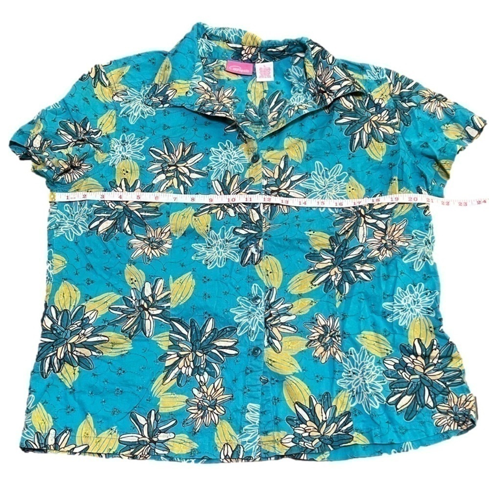 CAPPAGALLO Hawaiian Inspired Button Up Women’s Tee Size L - Picture 13 of 14